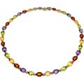 Multi-Colored Gemstones Necklace with Madiera Citrine, Golden Citrine, Amethyst, Peridot, Pink Tourmaline
