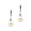 Freshwater Cultured Pearl Dangle Earrings with Diamonds