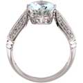 Genuine Oval Aquamarine Gift Ring with Diamonds