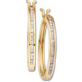 14K Yellow or White gold Hoop Earrings with Channel Set Diamonds
