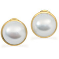 18K Yellow Gold and Full Button Paspaley South Sea Cultured Pearl Earrings