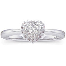 14K White Gold Ring with Pave-set Diamond accents 