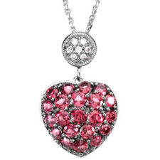 14K White Gold Pendant with Brazilian Garnets and Diamond Accents