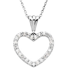 14K White Gold and 1/4ctw Diamond Heart Necklace 