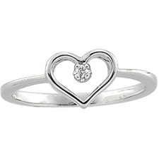 ST60358 14K White or Yellow Gold Heart Ring with Diamond accent