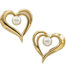 14K Yellow Gold and Cultured Pearl Earrings