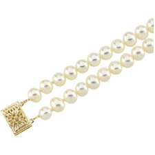Panache Freshwater Potato Cultured Pearl Double Strand Bracelet with 14K Yellow Gold Clasp