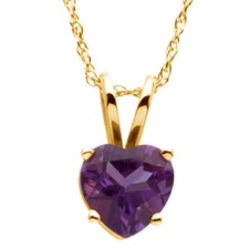 14K Yellow Gold Amethyst Pendant on 18 inch rope chain 