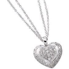 14K White Gold 1/2ctw Diamond Heart and Necklace 