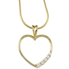 14K Yellow Gold Journey Diamond Heart Pendant featured on an 18” Necklace
