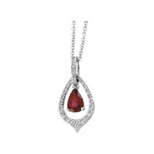 14K White Gold Ruby and Diamond Necklace