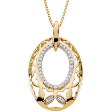 14K Yellow Gold Diamond accented Pendant featured on an 18” Necklace
