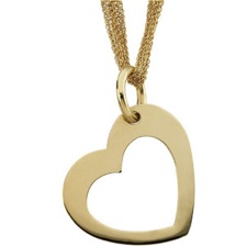 14K Yellow Gold Heart Pendant featured on 18” Sparkle Singapore Chains