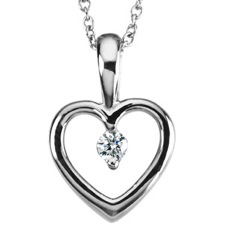 ST69166  Platinum Diamond Heart Pendant featured on an 18" Cable Chain