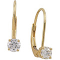 14K Yellow Gold Diamond Lever Back Earrings
