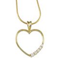 14K Yellow Gold Journey Diamond Heart Pendant on 18 inch Necklace