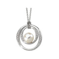 14K White Gold Fresheater Cultured Pearl and Diamond Necklace