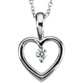 Platinum Diamond Heart Pendant on 18 inch Cable Chain